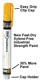 Industrial Paint Markers for heavy duty marking. Permanent Paint markers for all surfaces, glass, metal, plastic, wood. Clean, dirty, oily, or wet surface paint markers