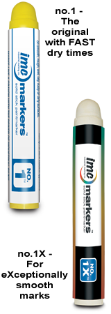 Solid Stick Paint Markers for heavy duty marking. The no.1 Paint Marker and no.1X Paint Markers by IMC Marks